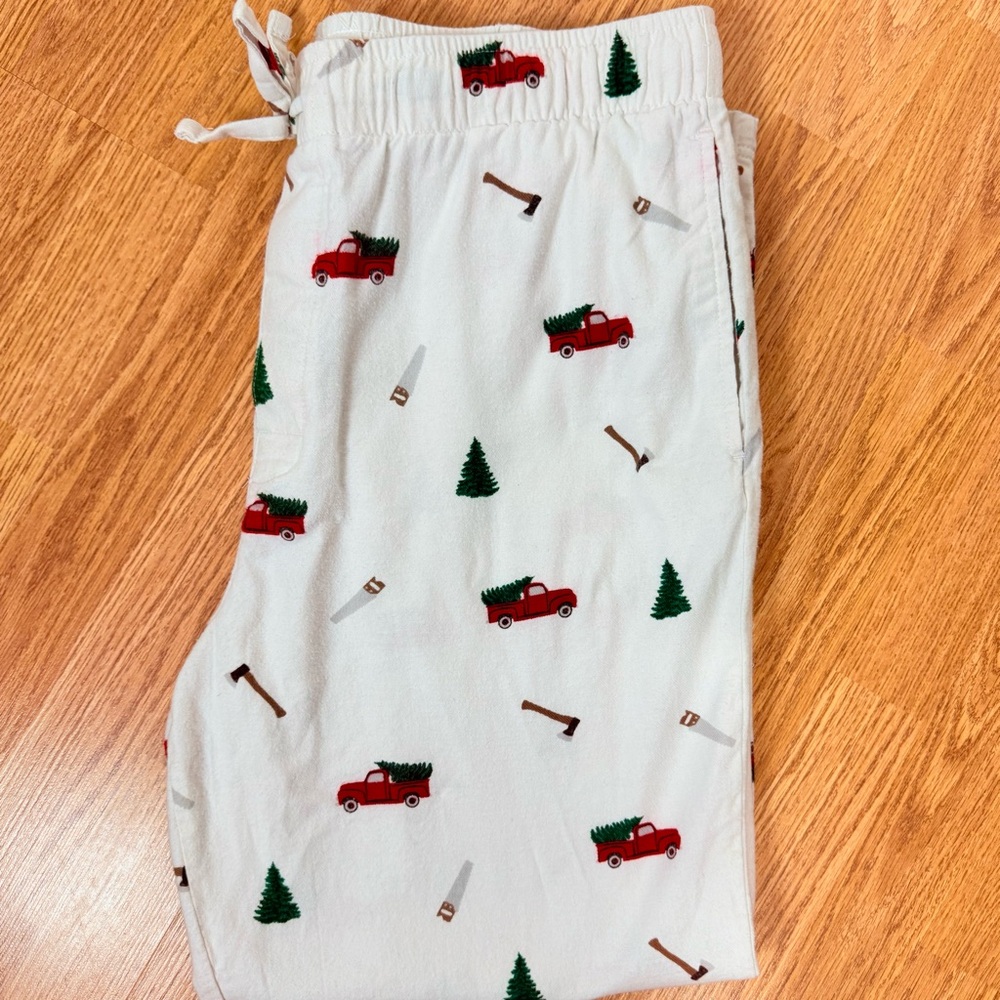 Mens Christmas Sleep Pajama Pant Trucks trees hammer saw Griswold size XL NWOT